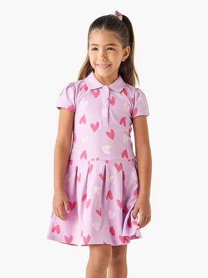 JUNIORS by Babyshop Girls Midi/Knee Length Casual Dress(Pink, Half Sleeve)