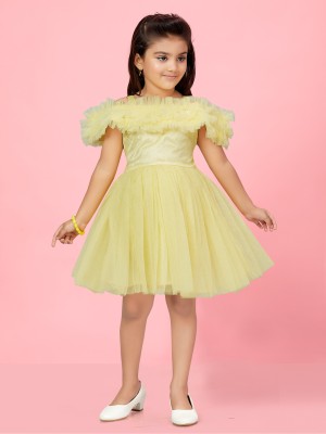 Aarika Indi Baby Girls Midi/Knee Length Party Dress(Yellow, Sleeveless)