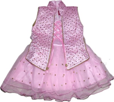 NKG FASHION Baby Girls Midi/Knee Length Festive/Wedding Dress(Pink, Sleeveless)