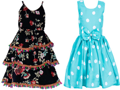 Hunoor Baby Girls Below Knee Casual Dress(Multicolor, Sleeveless)