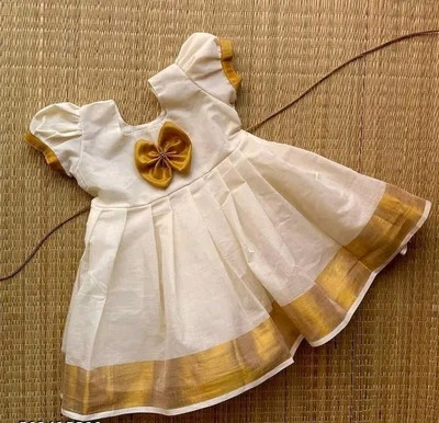 SK GARMENTS HUB Indi Baby Girls Above Knee Festive/Wedding Dress(White, Short Sleeve)