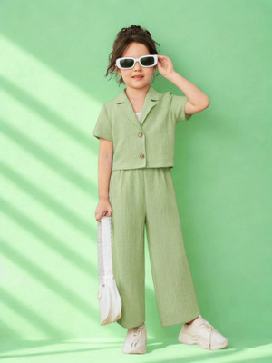 SK DALIA DRESSES Girls Casual Top Pant(GREEN)
