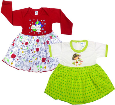 INFANT Indi Baby Girls Midi/Knee Length Casual Dress(Multicolor, Full Sleeve)