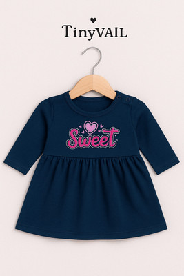 TinyVail Baby Girls Above Knee Casual Dress(Dark Blue, Full Sleeve)