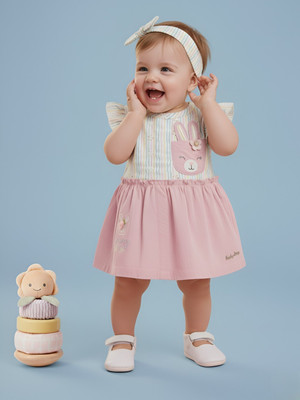 BABY'S DAY Baby Girls Midi/Knee Length Casual Dress(Pink, Sleeveless)