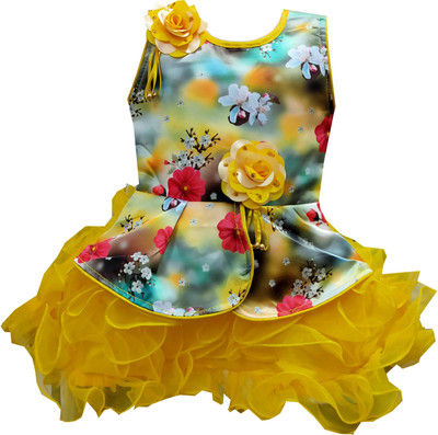 ARUNA CREATIONn Baby Girls Above Knee Festive/Wedding Dress(Multicolor, Sleeveless)