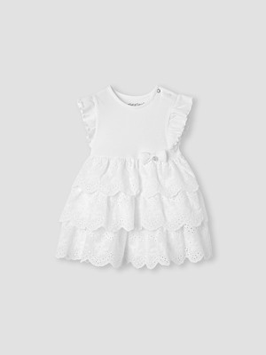 GIGGLES by Babyshop Baby Girls Midi/Knee Length Casual Dress(White, Short Sleeve)