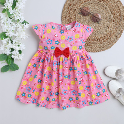 Funshine Indi Girls Midi/Knee Length Casual Dress(Multicolor, Cap Sleeve)