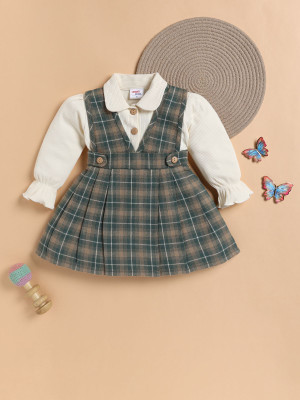 LACKii DOLL Baby Girls Midi/Knee Length Casual Dress(Green, Full Sleeve)