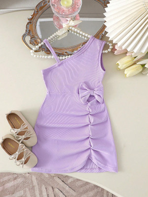 Style Connect Girls Midi/Knee Length Party Dress(Purple, Short Sleeve)