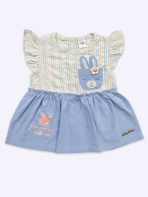 BABY'S DAY Baby Girls Midi/Knee Length Casual Dress(Light Blue, Half Sleeve)
