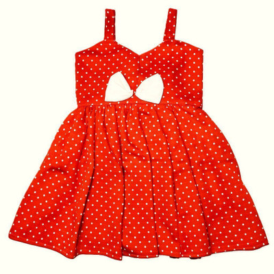 SSTG Indi Girls Midi/Knee Length Party Dress(Red, Sleeveless)