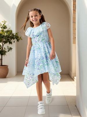 JUNIORS by Babyshop Girls Midi/Knee Length Casual Dress(Blue, Sleeveless)