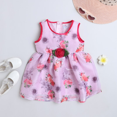 Mama & Bebe Indi Girls Midi/Knee Length Casual Dress(Pink, Sleeveless)