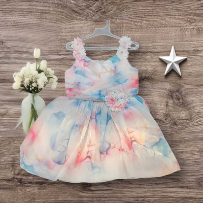 A&A FASHION Baby Girls Midi/Knee Length Festive/Wedding Dress(White, Sleeveless)