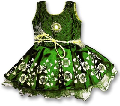 DRYSUN Indi Baby Girls Midi/Knee Length Festive/Wedding Dress(Green, Sleeveless)