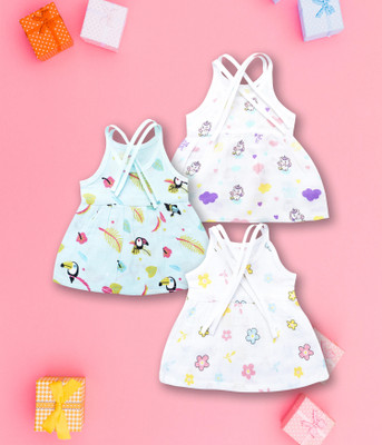 Miss & Chief Baby Girls Midi/Knee Length Casual Dress(Multicolor, Sleeveless)