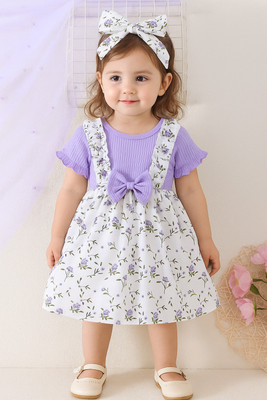 Miss & Chief Girls Below Knee Party Dress(Multicolor, Short Sleeve)