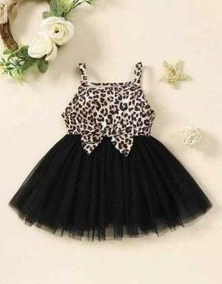 devdatt Girls Midi/Knee Length Party Dress(Black, Sleeveless)