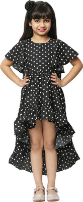 Shahina Fashion Girls Midi/Knee Length Casual Dress(Black, Sleeveless)