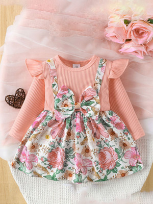 PAESANO ENTERPRISE Baby Girls Midi/Knee Length Festive/Wedding Dress(Multicolor, Full Sleeve)