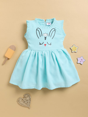 LACKii DOLL Baby Girls Midi/Knee Length Casual Dress(Blue, Sleeveless)