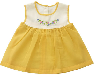 TBM Indi Baby Girls Midi/Knee Length Casual Dress(Yellow, Sleeveless)