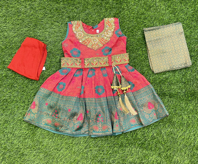 SMARTPOINT PLUS Baby Girls Midi/Knee Length Casual Dress(Green, Sleeveless)