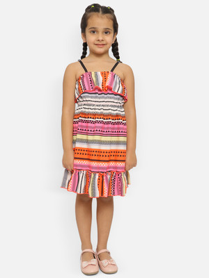 NautiNati Girls Midi/Knee Length Casual Dress(Multicolor, Sleeveless)