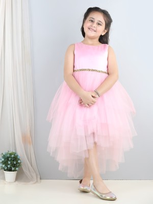 Toy Balloon Kids Girls Midi/Knee Length Party Dress(Pink, Sleeveless)