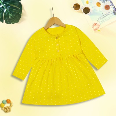 KIDEEZGUILD... Baby Girls Midi/Knee Length Casual Dress(Yellow, Full Sleeve)