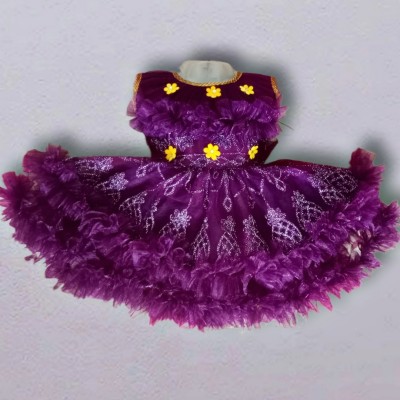 SS LATEST GARMENTS Girls Midi/Knee Length Festive/Wedding Dress(Purple, Sleeveless)