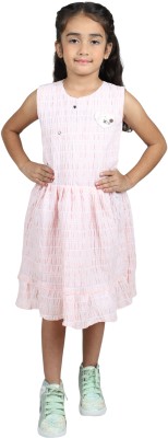 Jammer Girls Midi/Knee Length Casual Dress(Pink, Sleeveless)