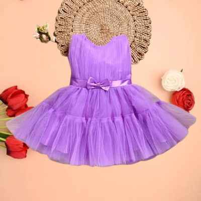 Bhimshankar Fashion Shop Baby Girls Below Knee Party Dress(Purple, Sleeveless)
