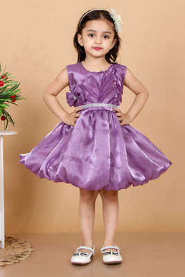 bl fasshion Girls Midi/Knee Length Party Dress(Pink, Sleeveless)