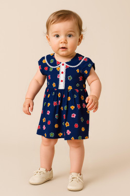 Clothe Funn Baby Girls Midi/Knee Length Casual Dress(Multicolor, Short Sleeve)