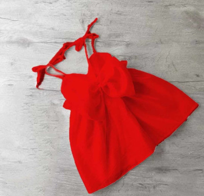 Elegant Attire Baby Girls Midi/Knee Length Casual Dress(Red, Sleeveless)