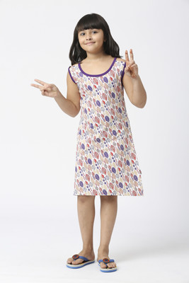 Belive in Yourself Kids Nightwear Girls Printed Cotton(Purple Pack of 1)