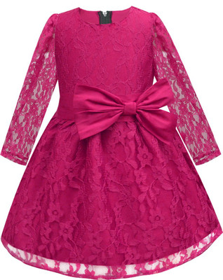 A.T.U.N. Indi Girls Midi/Knee Length Casual Dress(Pink, Full Sleeve)