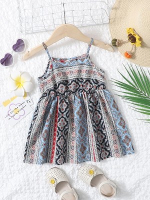 FLORA Girls Mini/Short Casual Dress(Multicolor, Sleeveless)