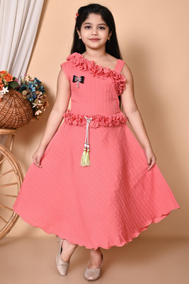 VENTRA FASHION Baby Girls Calf Length Party Dress(Pink, Sleeveless)