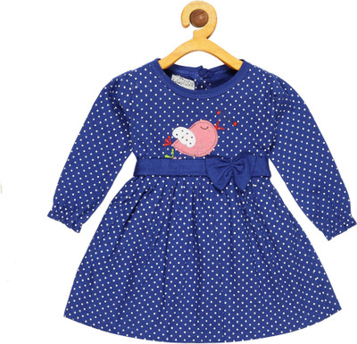 babeezworld Girls Midi/Knee Length Casual Dress(Blue, Full Sleeve)