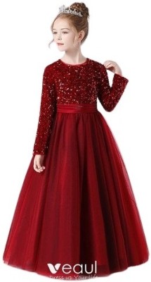 Driza Ecommerce Girls Maxi/Full Length Festive/Wedding Dress(Maroon, Full Sleeve)