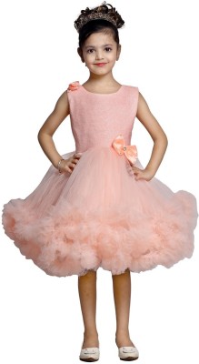 Stylewell Indi Girls Midi/Knee Length Festive/Wedding Dress(Pink, Sleeveless)