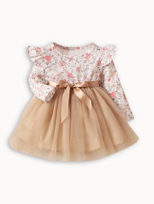 mayara fashion Girls Midi/Knee Length Party Dress(Brown, Full Sleeve)