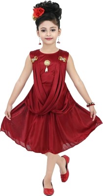 Mullick the designer Midi/Knee Length Casual Dress(Red, Sleeveless)