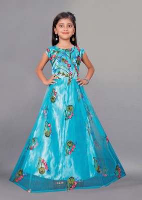 Julee Girls Maxi/Full Length Festive/Wedding Dress(Blue, Sleeveless)