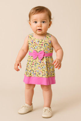 Clothe Funn Baby Girls Midi/Knee Length Casual Dress(Yellow, Sleeveless)