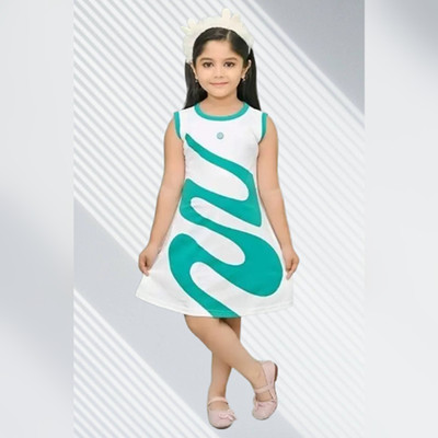 psv fashion Baby Girls Midi/Knee Length Casual Dress(Green, Sleeveless)