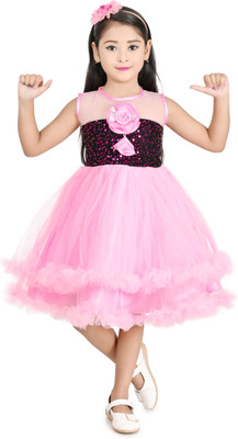 NEWLITTLESTAR Girls Below Knee Party Dress(Pink, Sleeveless)